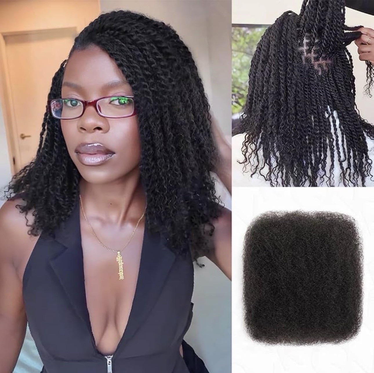 Afro Kinky Human Hair Extensions 20 Inch Natural Black 50G Bulk Dreadlock Locs