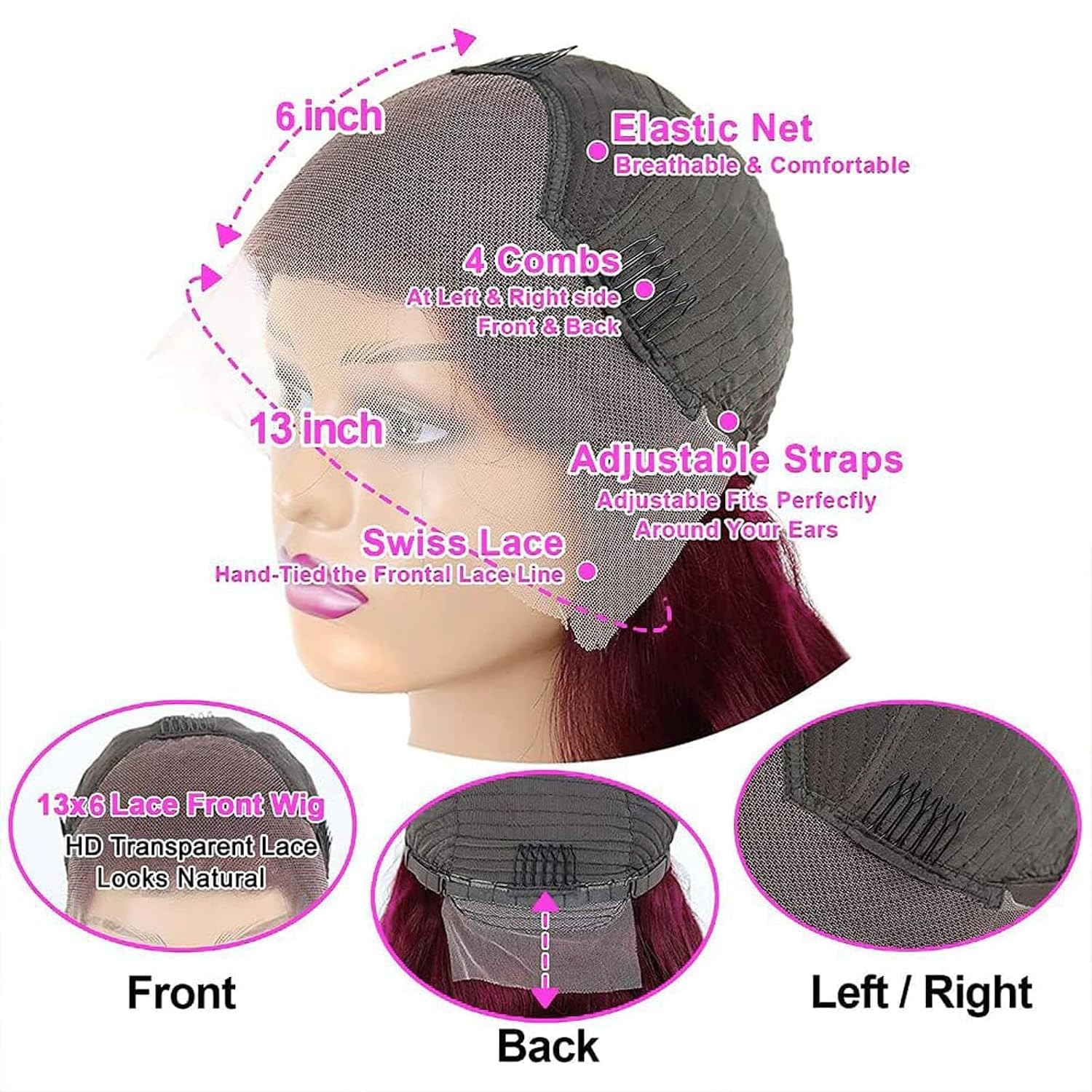 Versatile 28 Inch Burgundy Body Wave Lace Front Wig – Natural & Comfortable