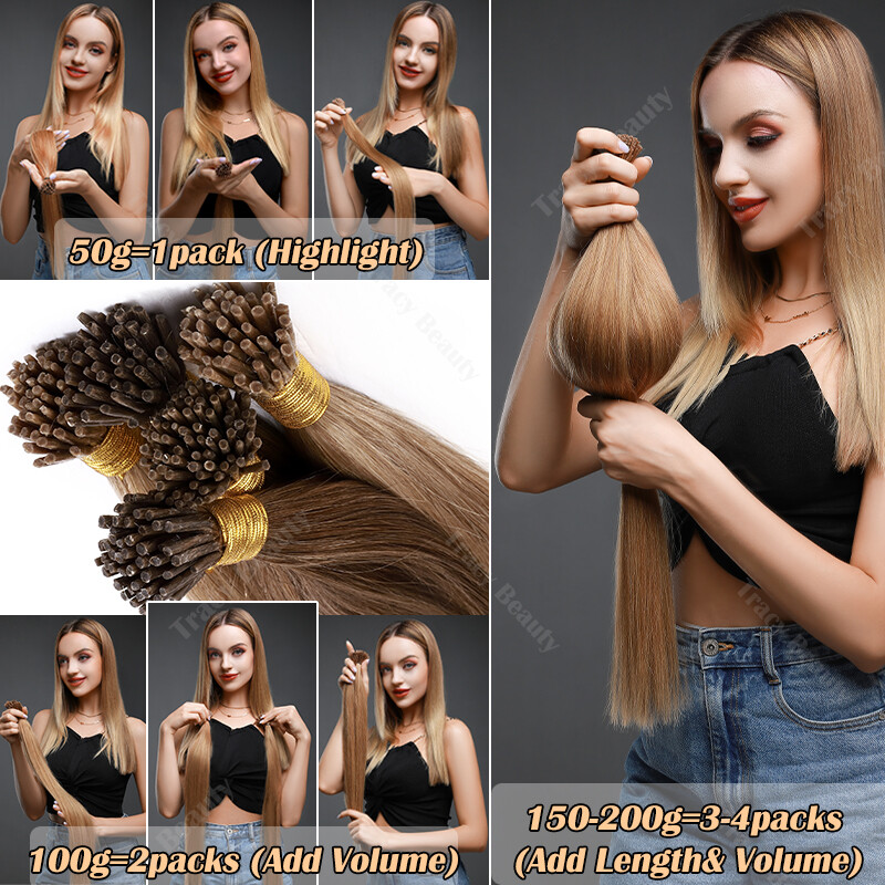 Thick 1G/Strand I Tip Human Hair Extensions 100% Real Remy Invisible Full Head