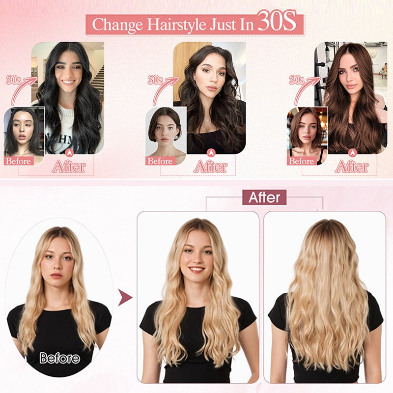 CLEARANCE One Piece 100% Real Remy Human Hair Extension Clip in V-shape Balayage