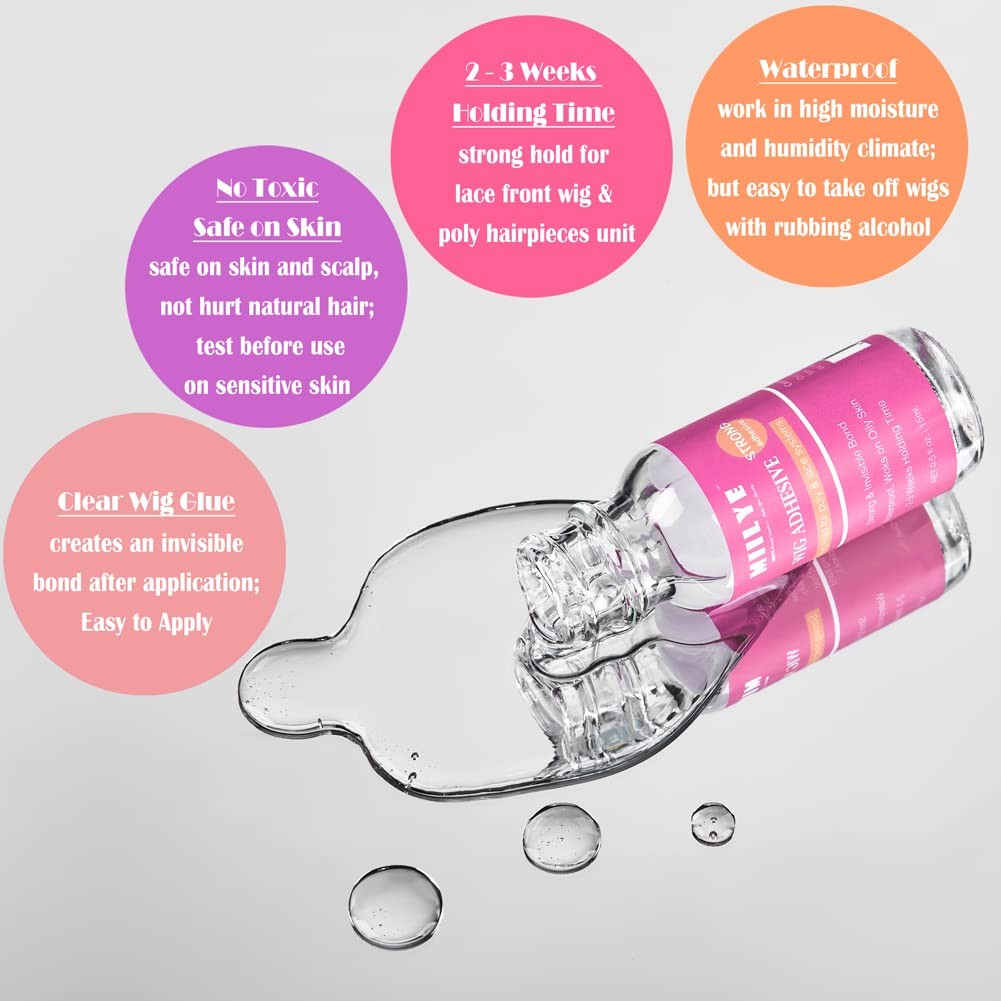 Waterproof Lace Glue, Clear| Invisible Hair Replacement Wig Bonding Glue, Str…