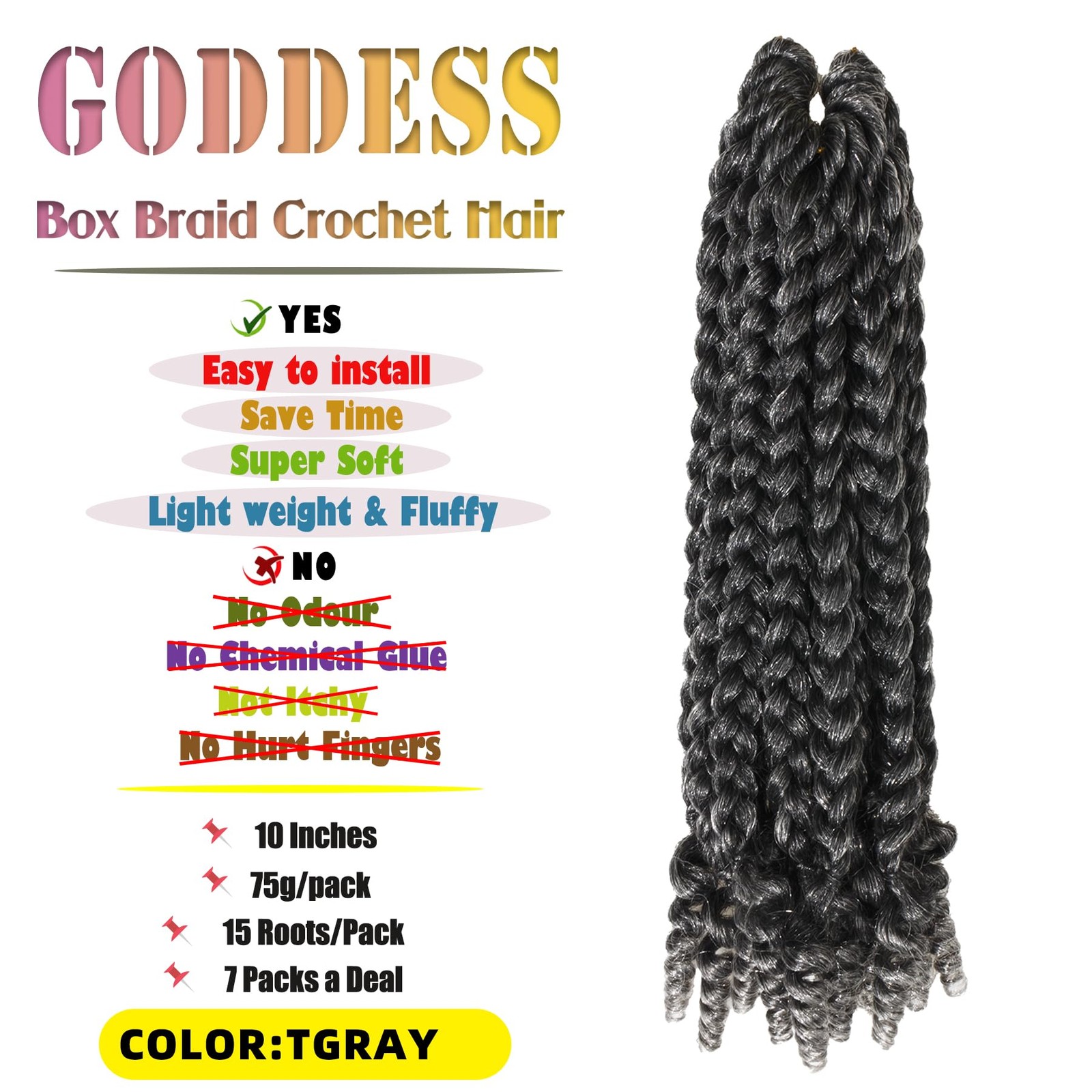 Hahoness 7 Packs 10 Inches Goddess Braid Crochet Hair Toni Curl Ends For Black