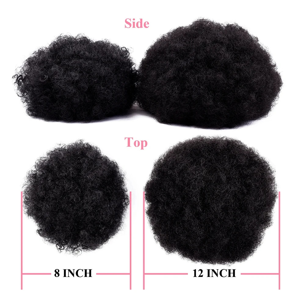Black Women Synthetic Large Puff Kinky Curly Drawstring Ponytail Hair Extensions