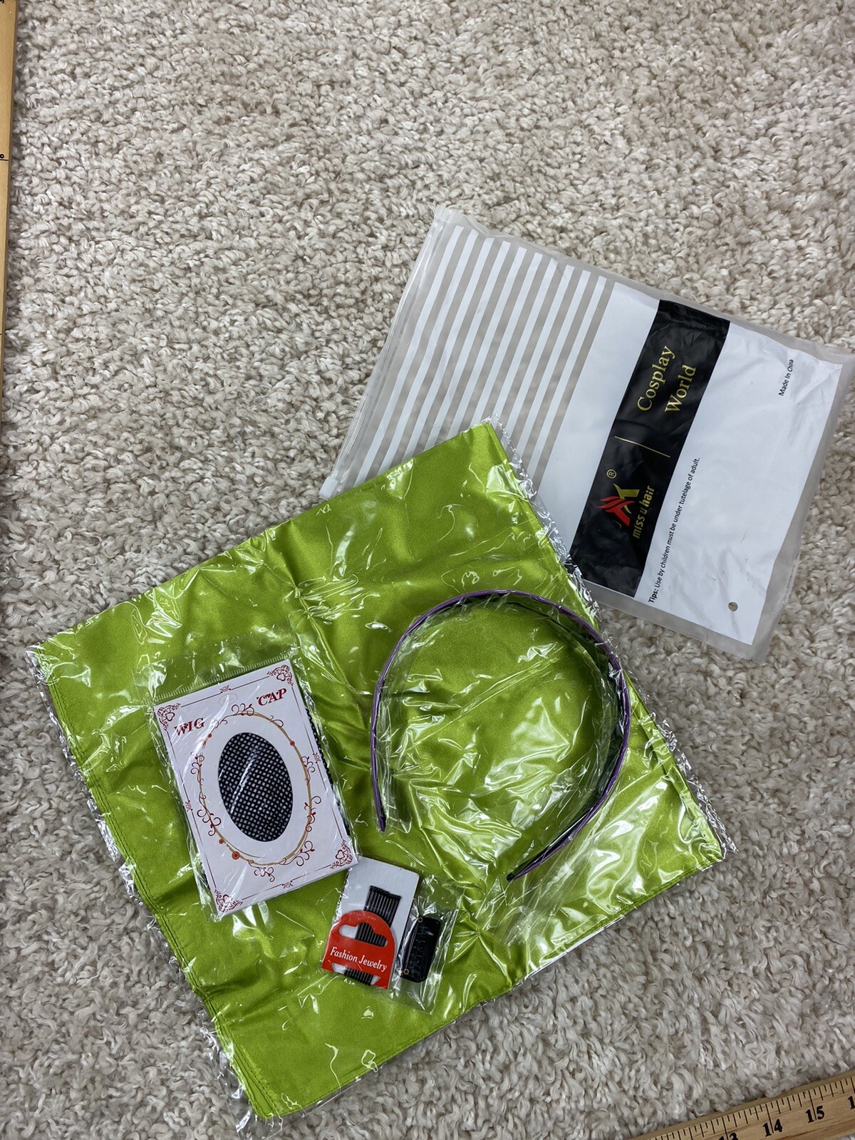 Wig Cap Cosplay Liner Mesh, headband, scarf, bobby pins mixed lot