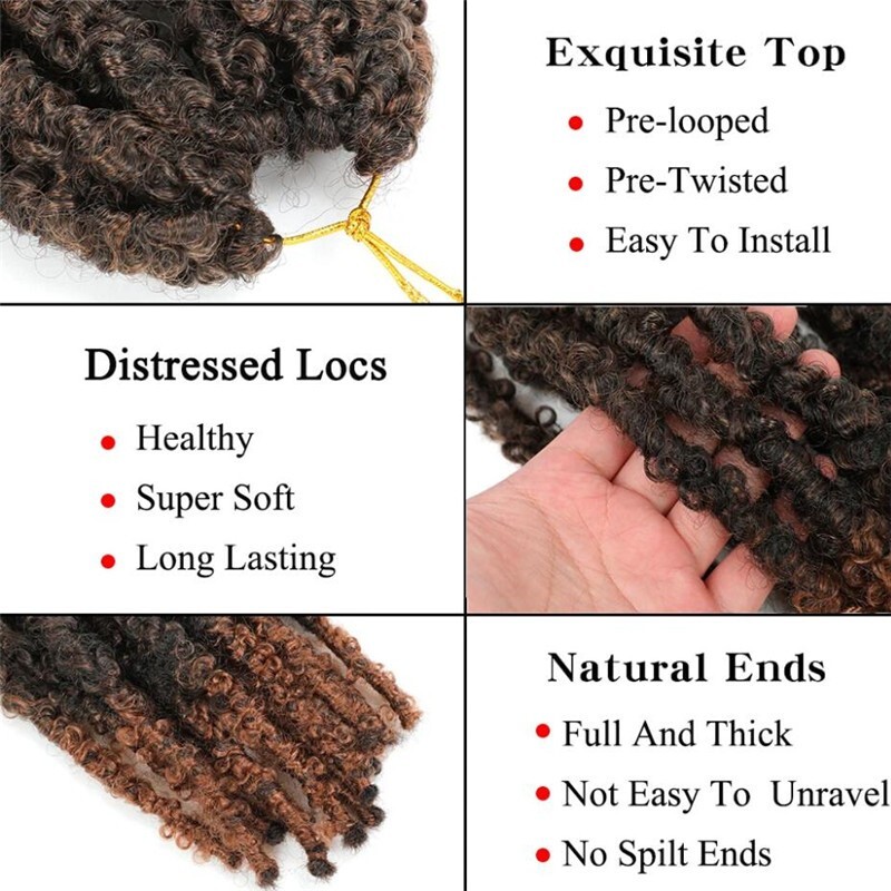 12 in 24 inch Butterfly Faux Locs Crochet Hair Braids Pre looped Crochets Braids