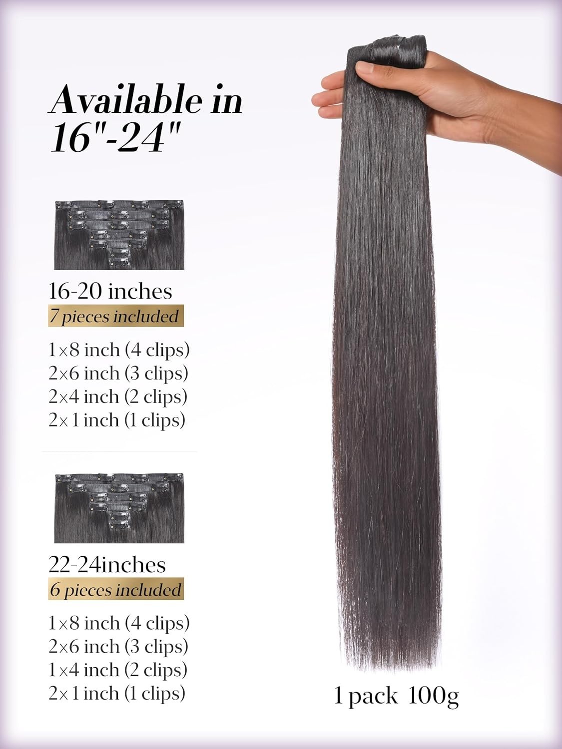 LUVME 0.59mm Zero Trace Invisible Clip in Hair Extensions, Silky Straight 7 Pcs