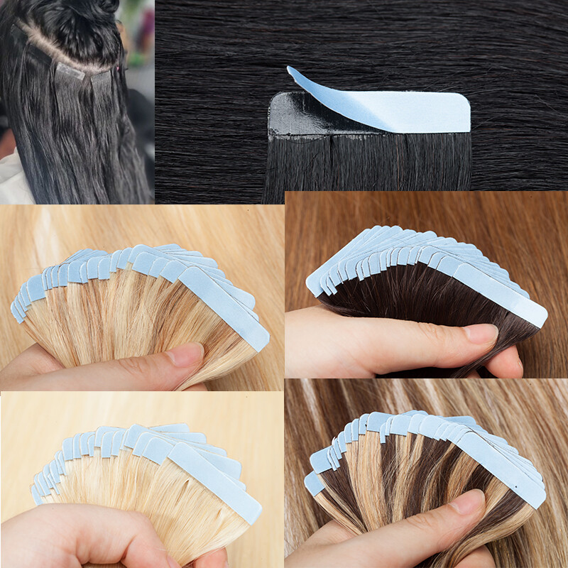 Invisible Tape In Remy Human Hair Extensions Skin Weft Balayage Full Head 150g