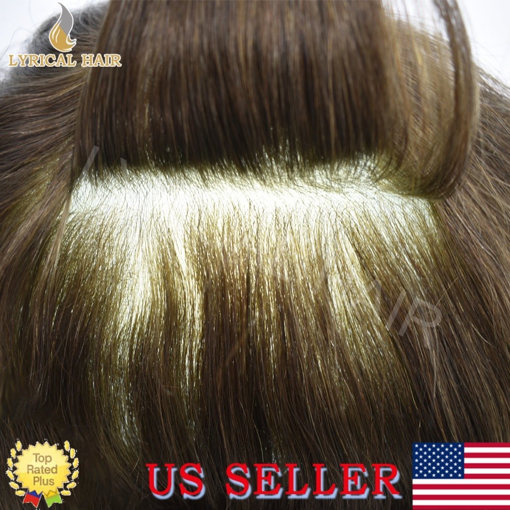 LyricalHair Mens Toupee Pro-Grade Thin Skin Human Hair System Grey Hairpiece Wig