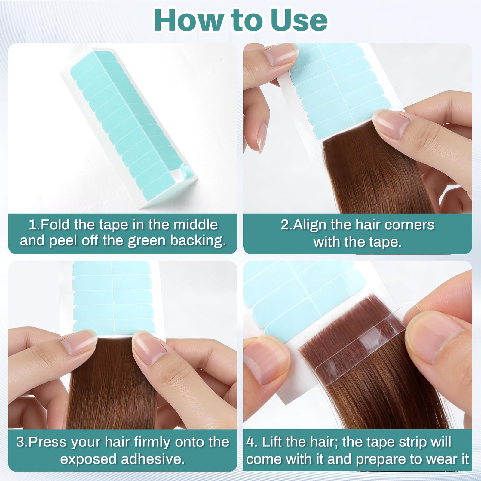 Hair Extension Tape Tabs, Strong Hold Waterproof Tape for Wigs & Extensions
