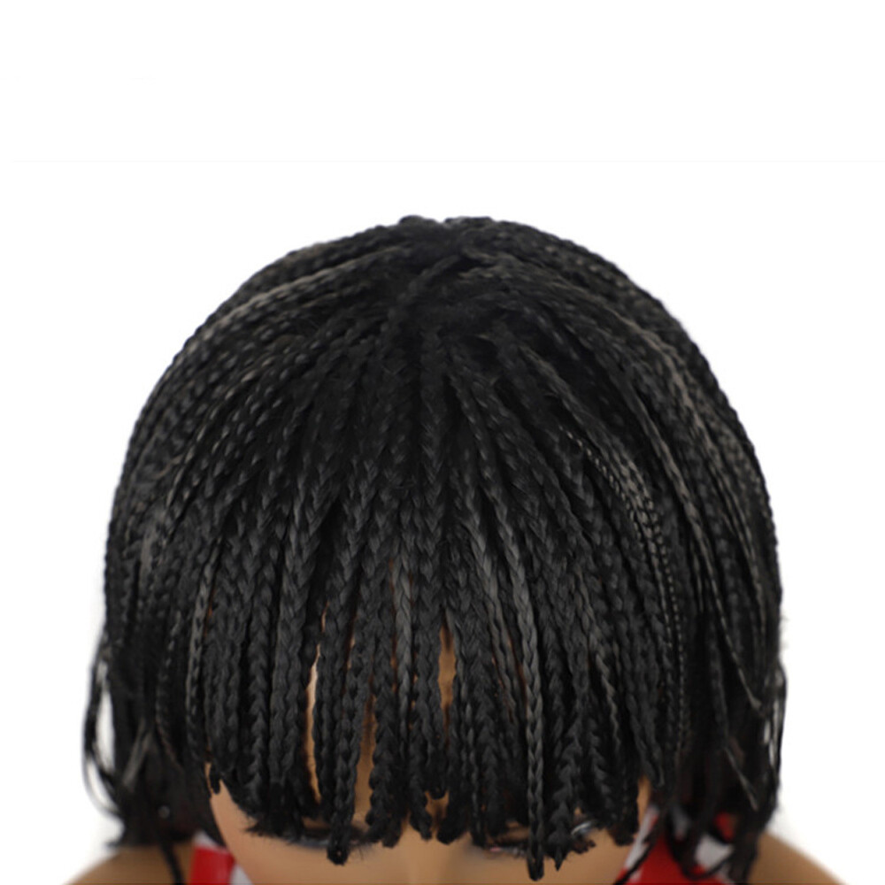 Short Box Braids Wigs for Black Women Braided Wig With Bangs Synthetic Full Wigs