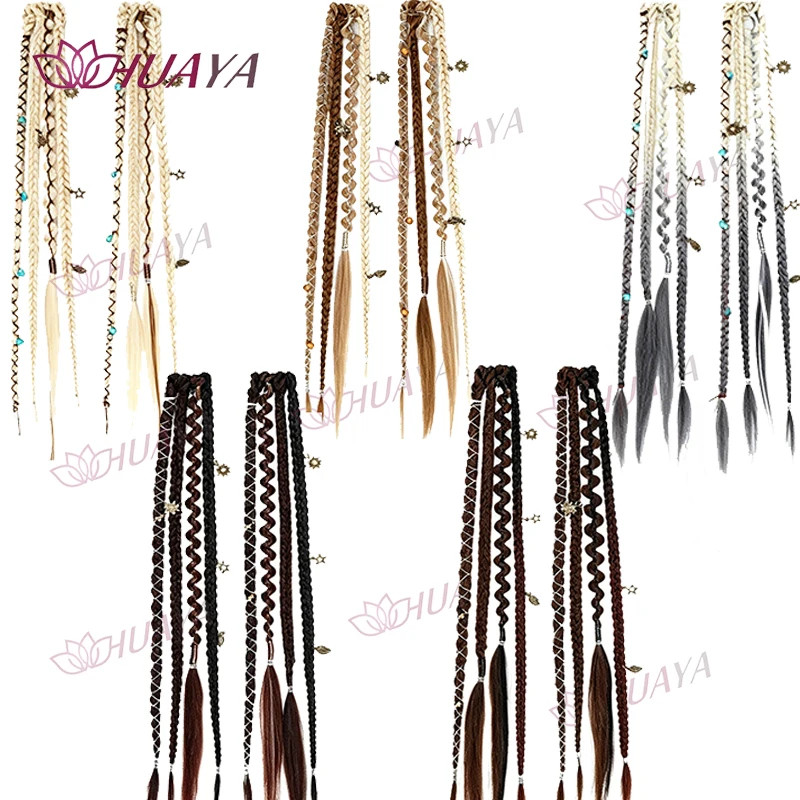2PCS 20 Inch Hand braided Synthetic Water drop Clip In Hair Extensions Bohemian