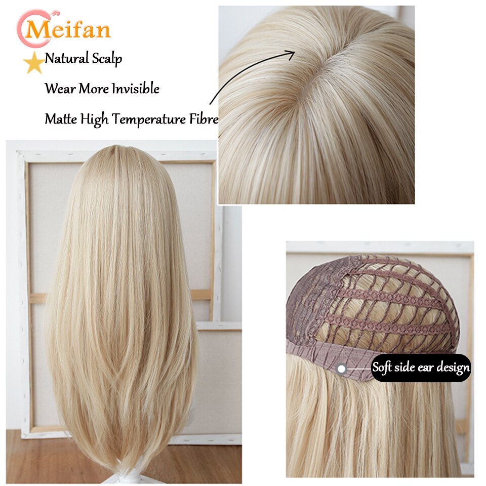 Synthetic Long Straight Wig Bangs Wig Girl Cute Cosplay Party Halloween