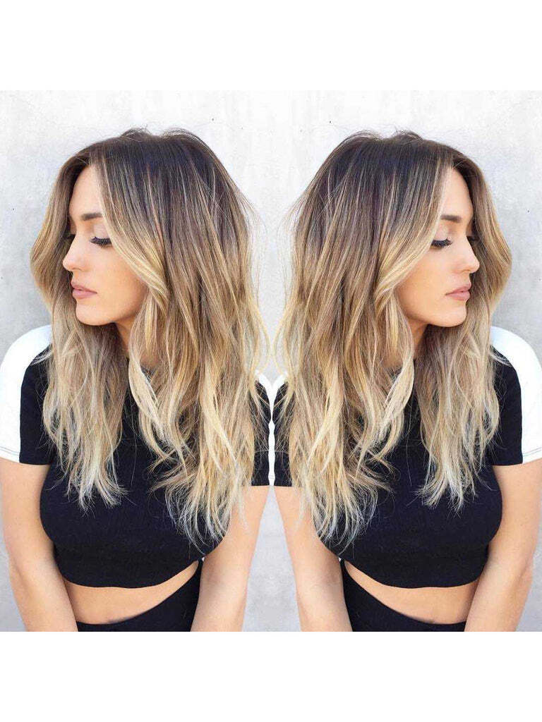 Ombre Black Brown Blonde Human Lace Front Wigs pre plucked 3 Tones Body Wave