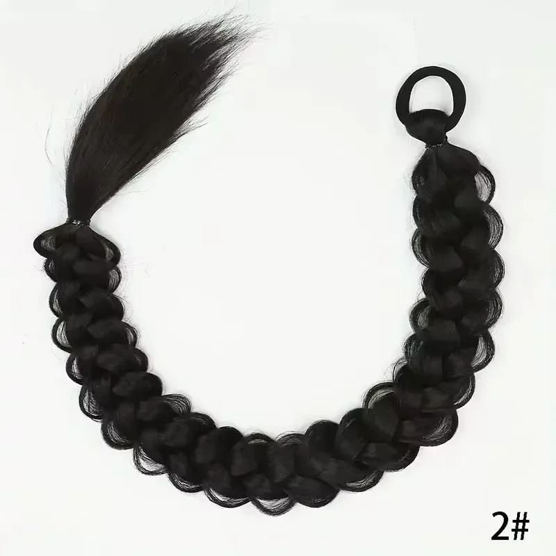 Long Braided Ponytail Hair Extensions Synthetic Hair With Elastic Band For Women