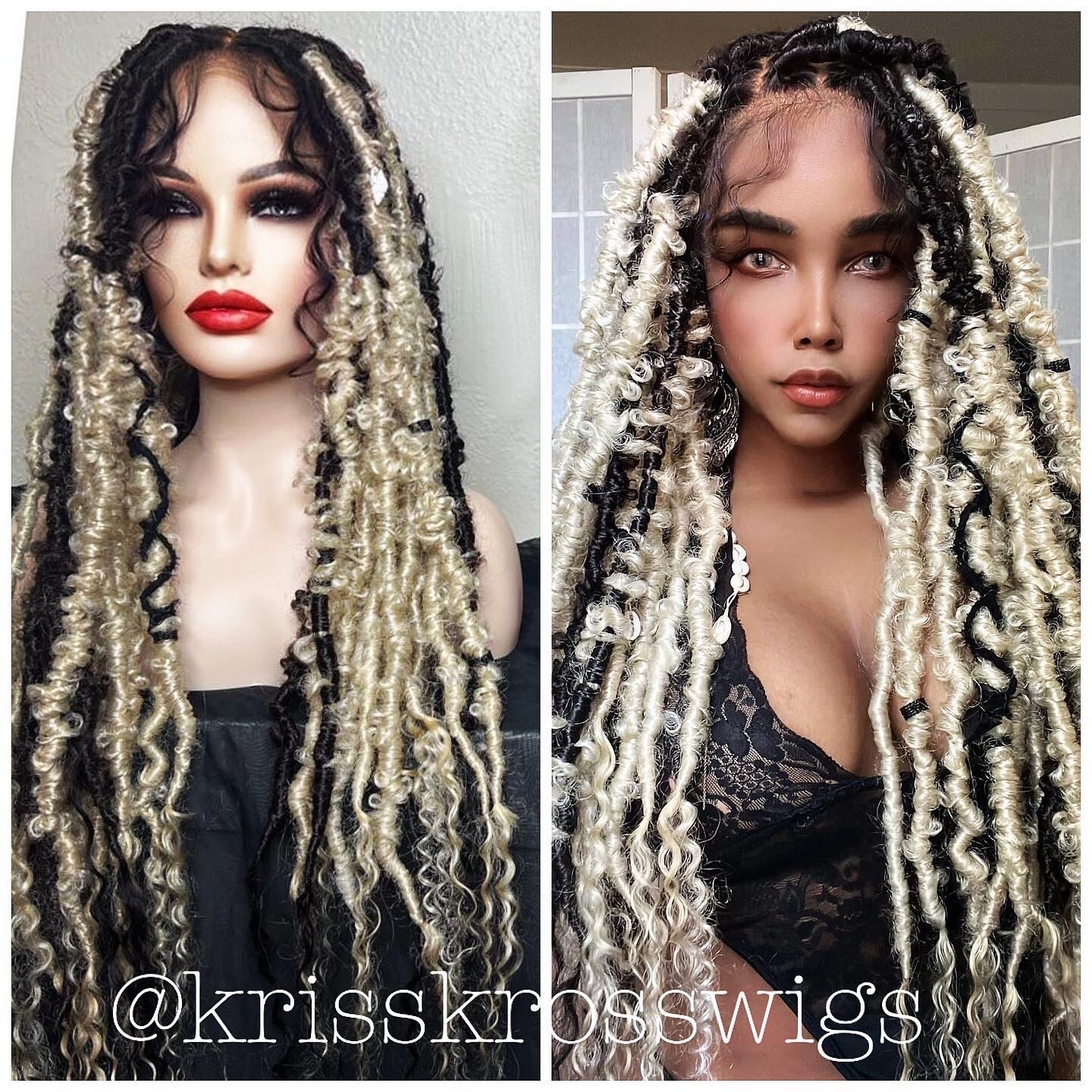 full lace butterfly loc blonde wig w/brn lowlights ( or custom color) 18-36in
