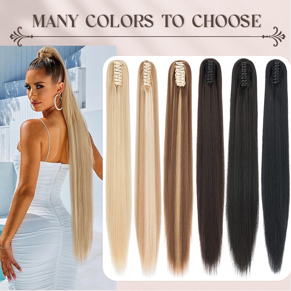 30″ Long Thick Claw Ponytail Clip In Pony Tail Hair Extension As Human Women