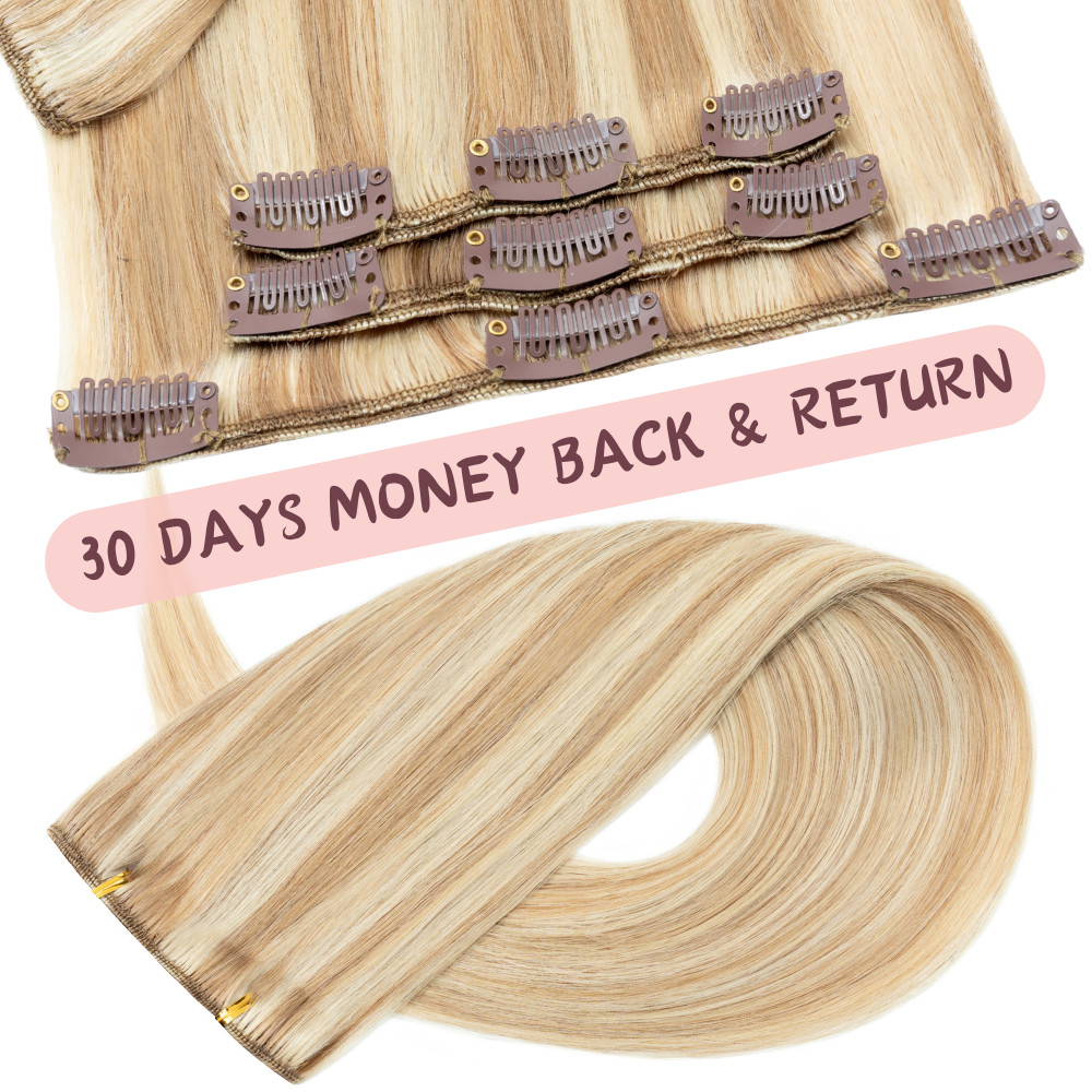 Clip In 8PCS Thick Human Hair Extensions Real Remy Double Weft FULL HEAD BLONDE