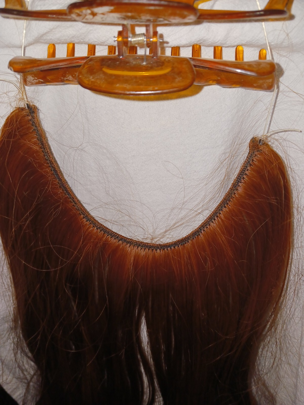 MESSY WAVY HAIR INVISIBLE ELASTIC BAND LIGHT AUBURN RED HAIR EXTENSION NEW 22″
