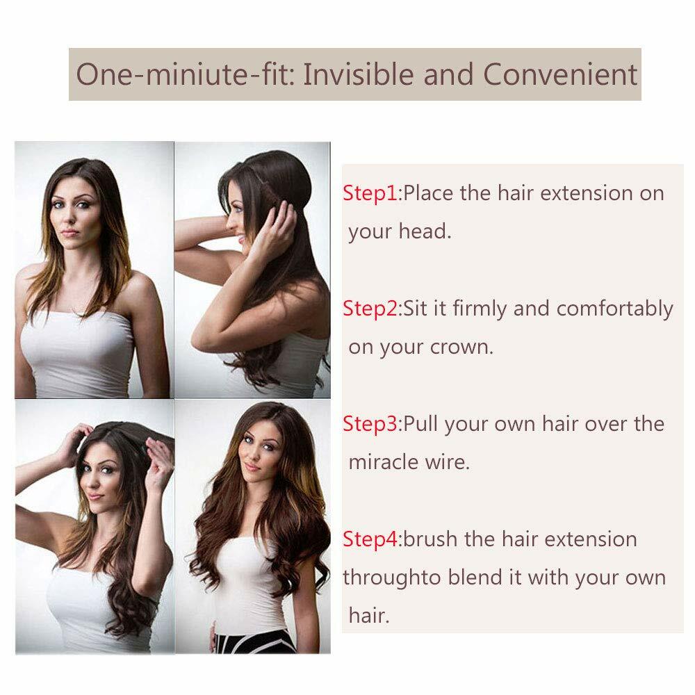 16″-26″ Invisible Wire In Human Hair Extensions Loop Line Wavy Hair Easy To Wear