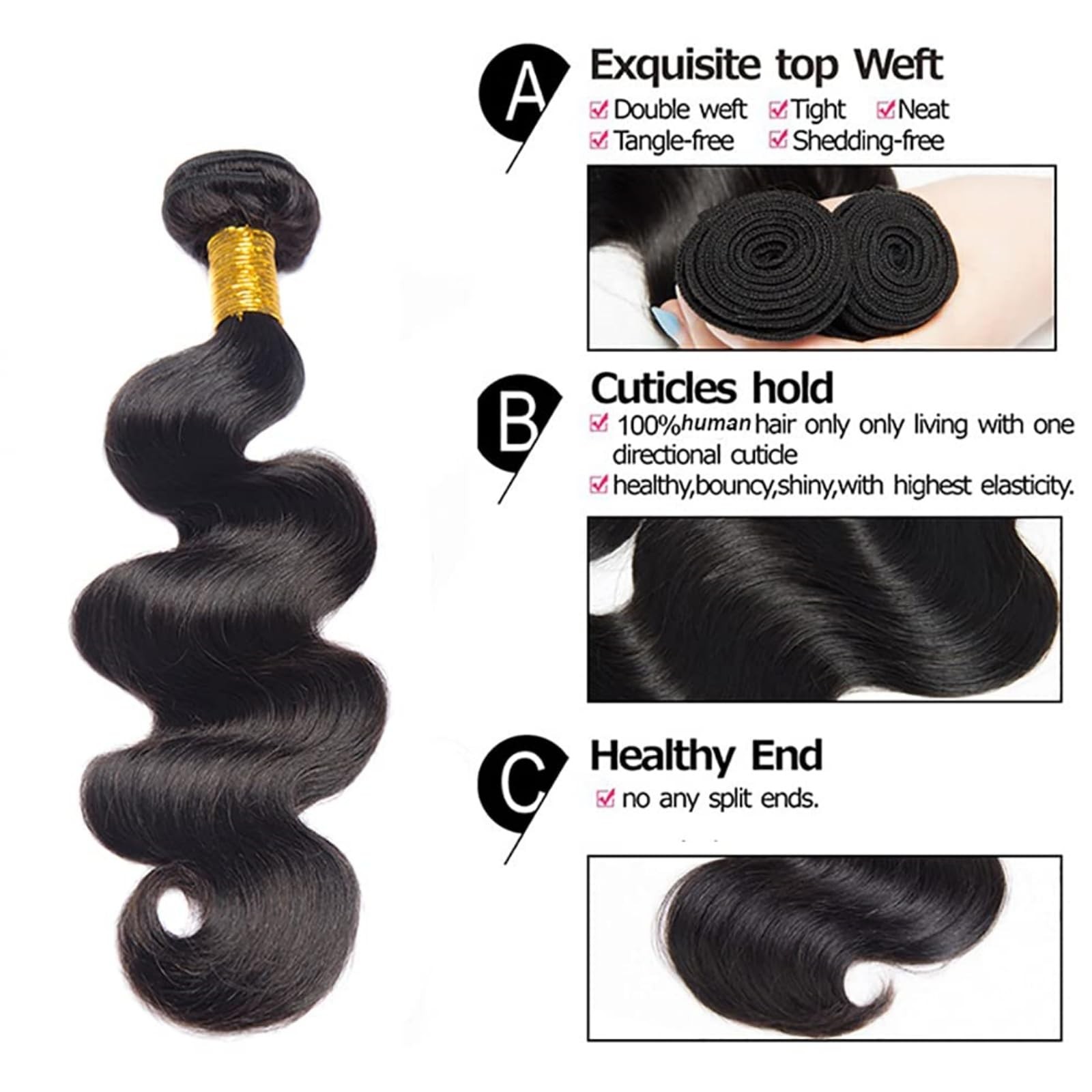 Shwair Brazilian Body Wave Virgin Lace Closure20 22 24 With18 Closure Human
