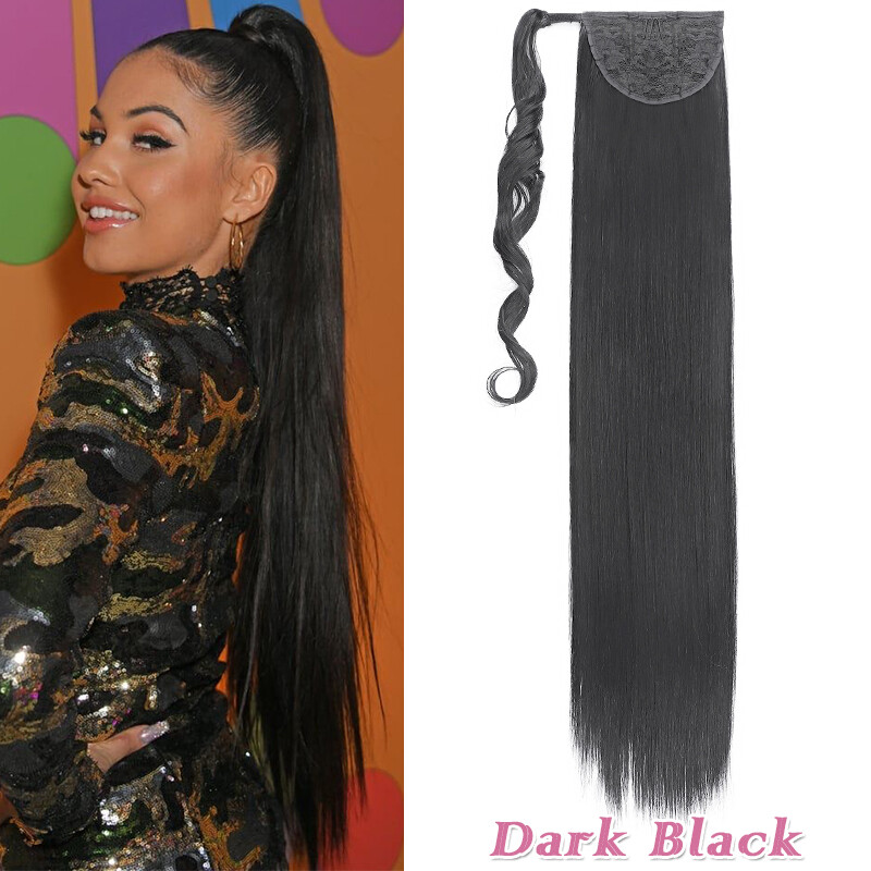 Lady Thick Ponytail Clip In as Human Hair Extensions Wrap on False NEW Pony Tail