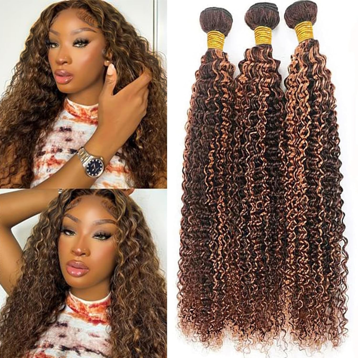 Giginger Brazilian Human Hair Bundles 22 24 26 Inch Jerry Curly Wave Bundles