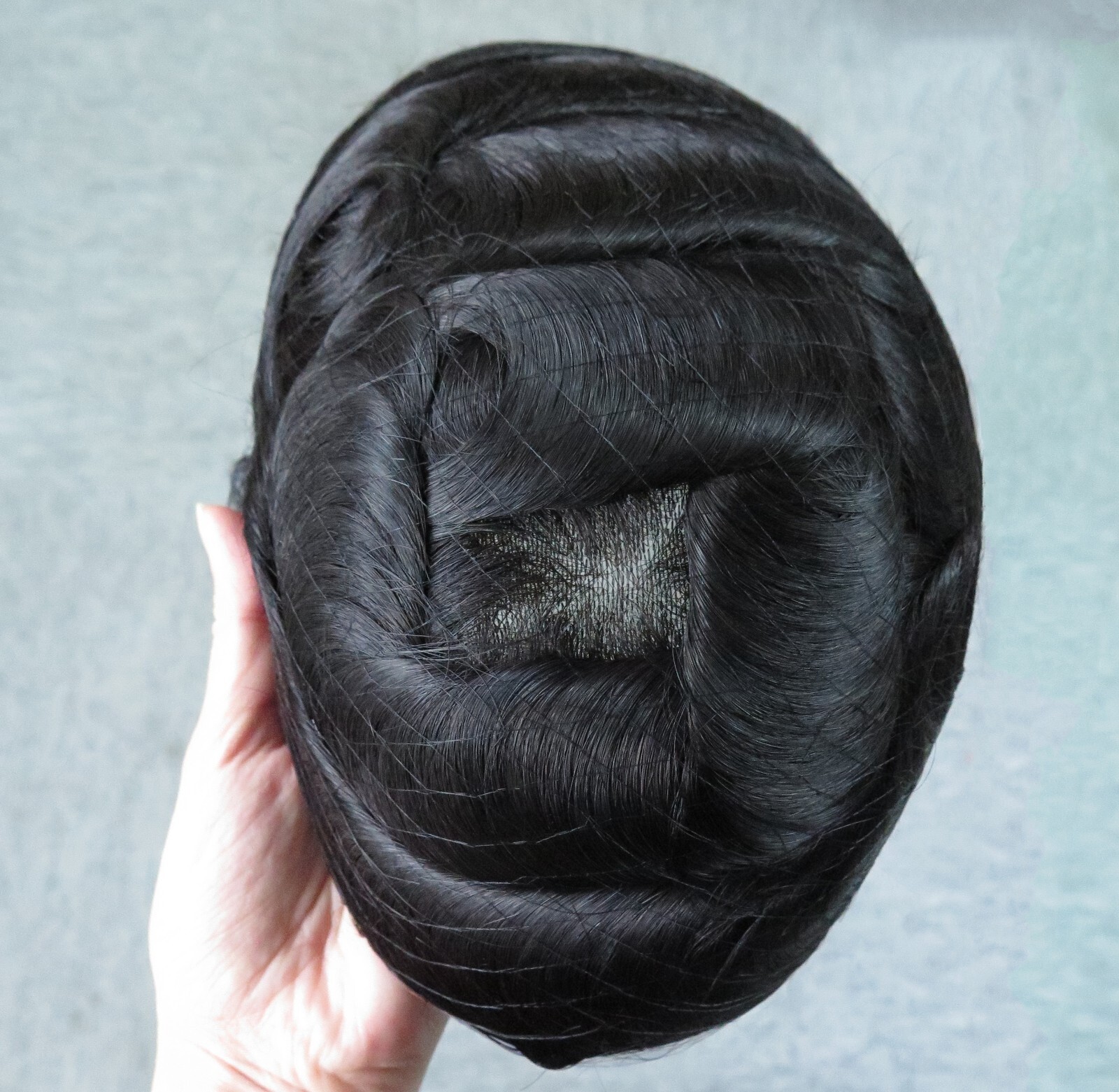 Durable Toupee Mens Human Hair Miage Skin Hairpieces System Replecement BLACK