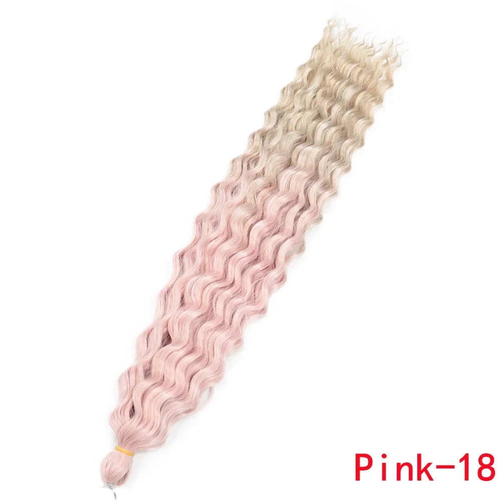 Ariel afro Curl Water Wave Braiding Hair Synthetic Crochet Blonde Pink Ombre