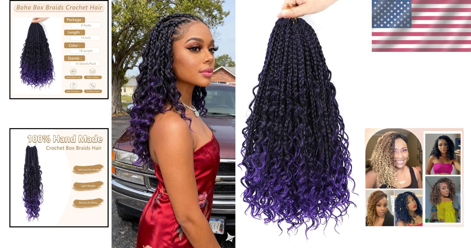 Bohemian Curly Crochet Hair 14″ – 8 Packs for Black Women