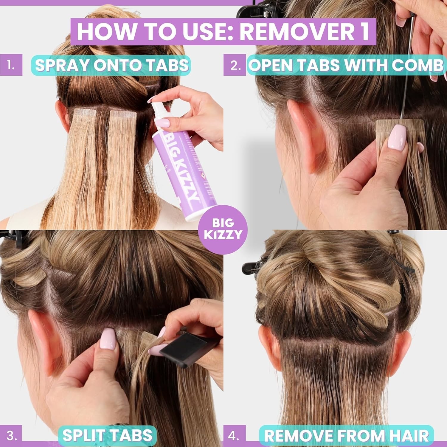 8oz Extension Remover & 4oz Adhesive Residue Solution – Easy & Quick Use