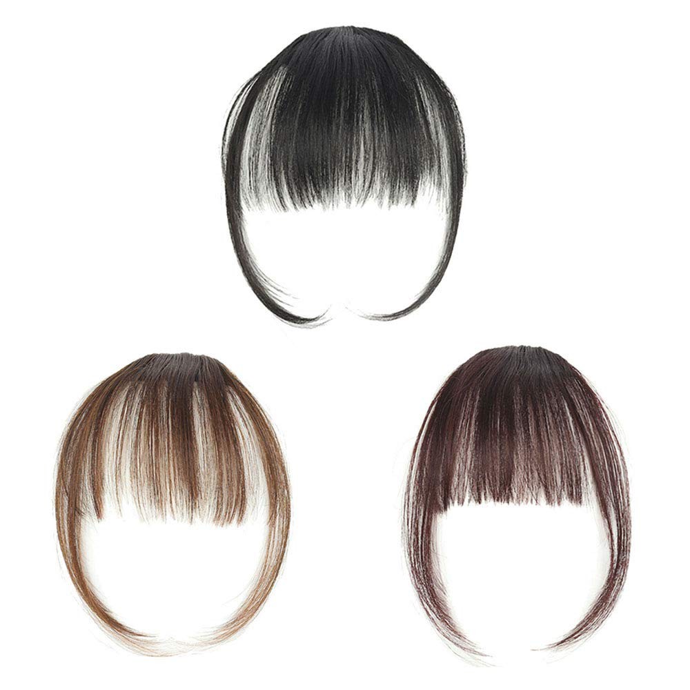 Clip In Bangs Human Hair Extensions Dark Brown Remy Fringe Hairpiece
