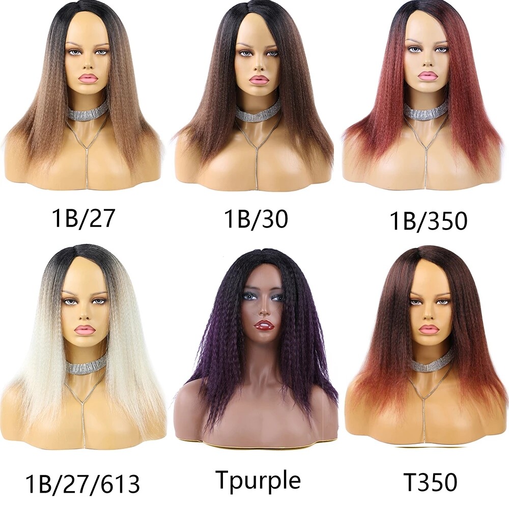 Synthetic Kinky Straight African YaKi Hair Dreadlock Curly Ombre Wig For Women