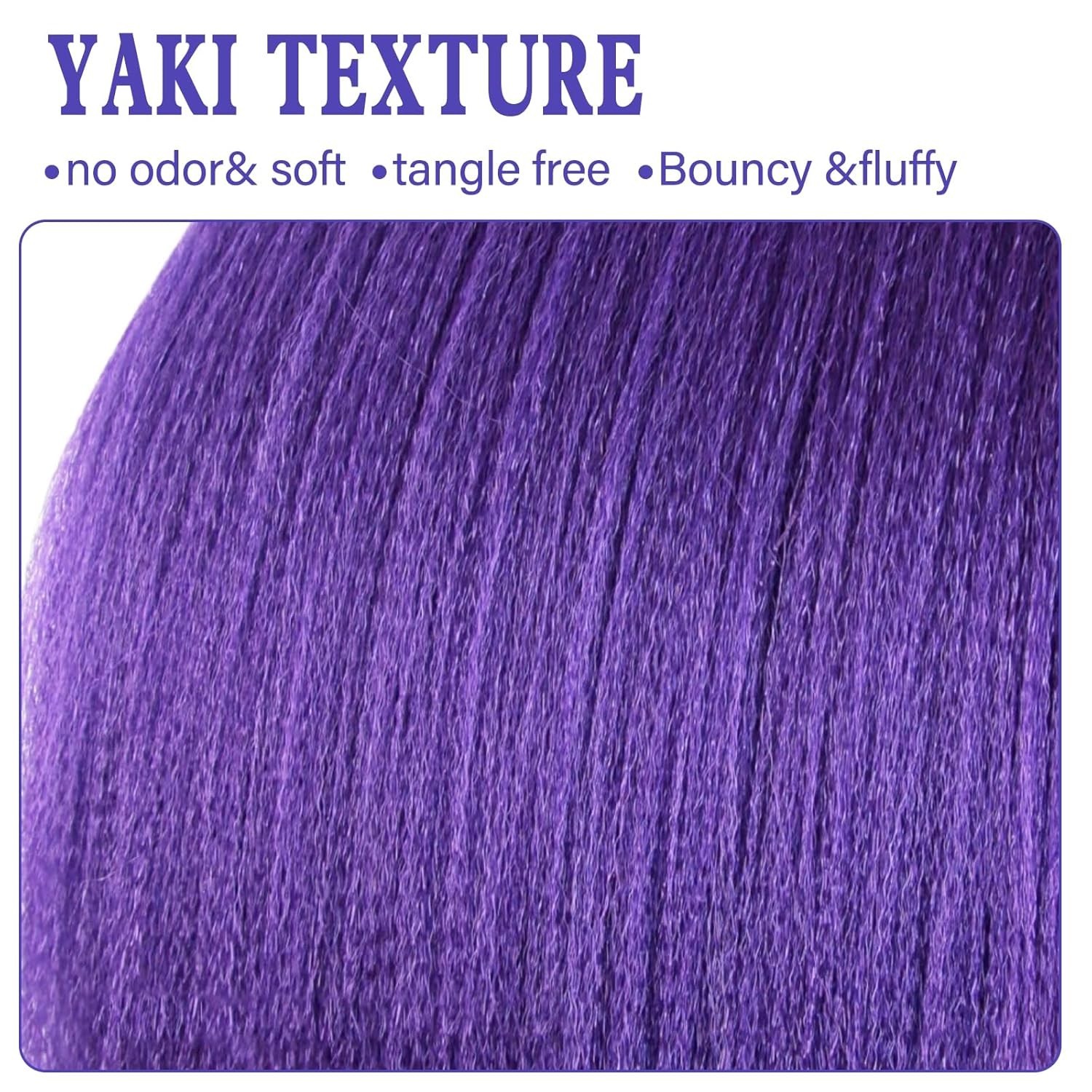 Pack of 2 Long Wavy Purple Braiding Hair – Flawlessly Pre-Stretched for Easy Use