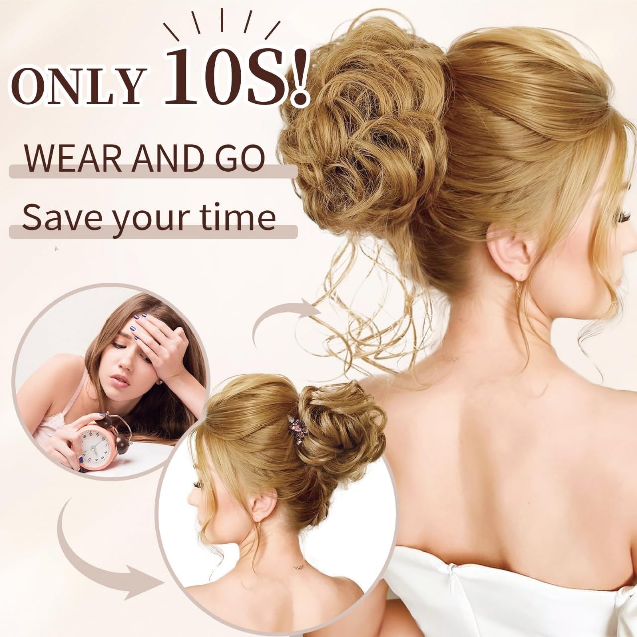 Natural Curly Messy Bun Hair Piece Scrunchie Updo Hair Extensions Real as Human