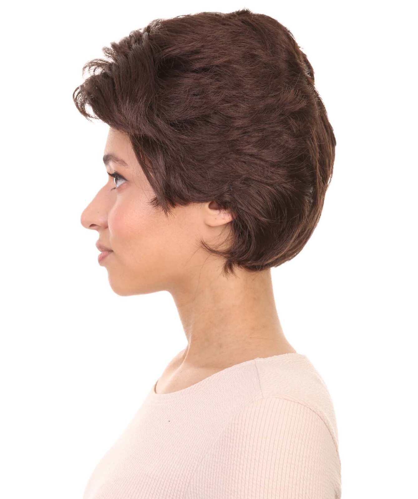 HPO Womens Short Adult Wig | Brown Vintage Wigs, Flame-retardant Synthetic Fiber