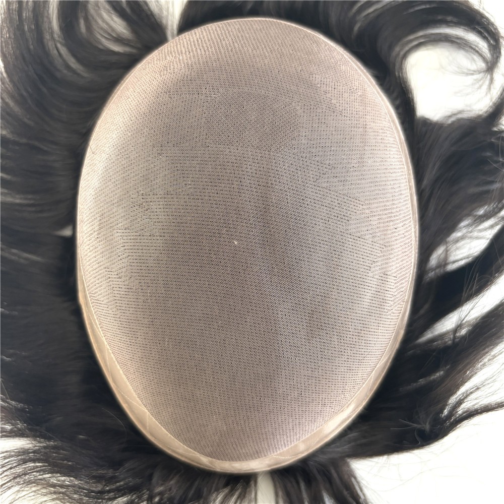 Men Toupee Human Hair Mono Base Replacement Hairpiece Natural Hairline Mens Wig