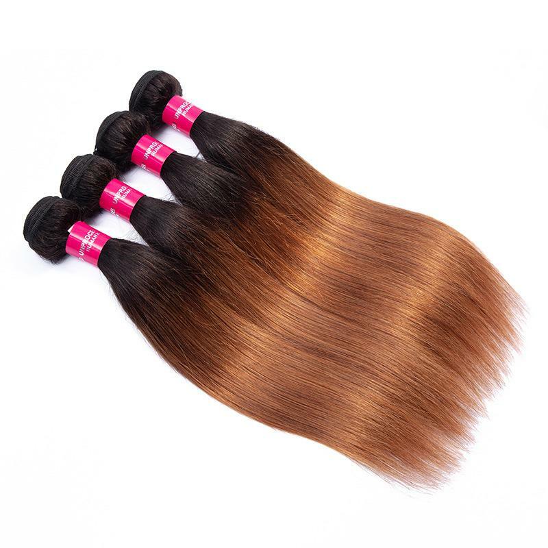 1B/30# BRAZILIAN OMBRE BRAZILIAN VIRGIN HUMAN HAIR 3/4/5BUNDLE+CLOSURE STRAIGHT