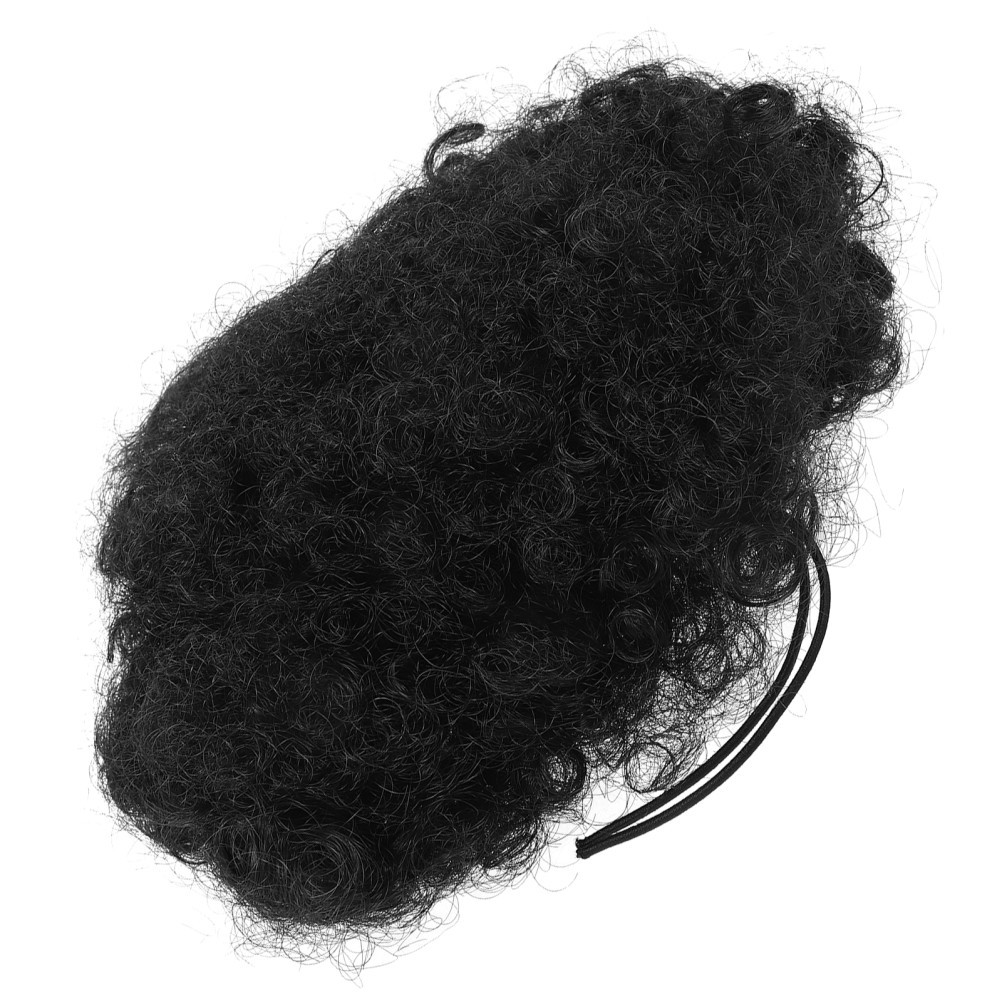 African Drawstring Ponytail Human Hair Extensions Black 8 Inch Large Size