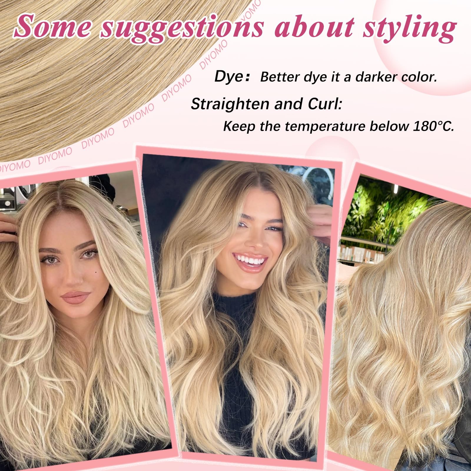 Diyomo I Tip – Light Gold Highlighted Blend 22 Inch For Women