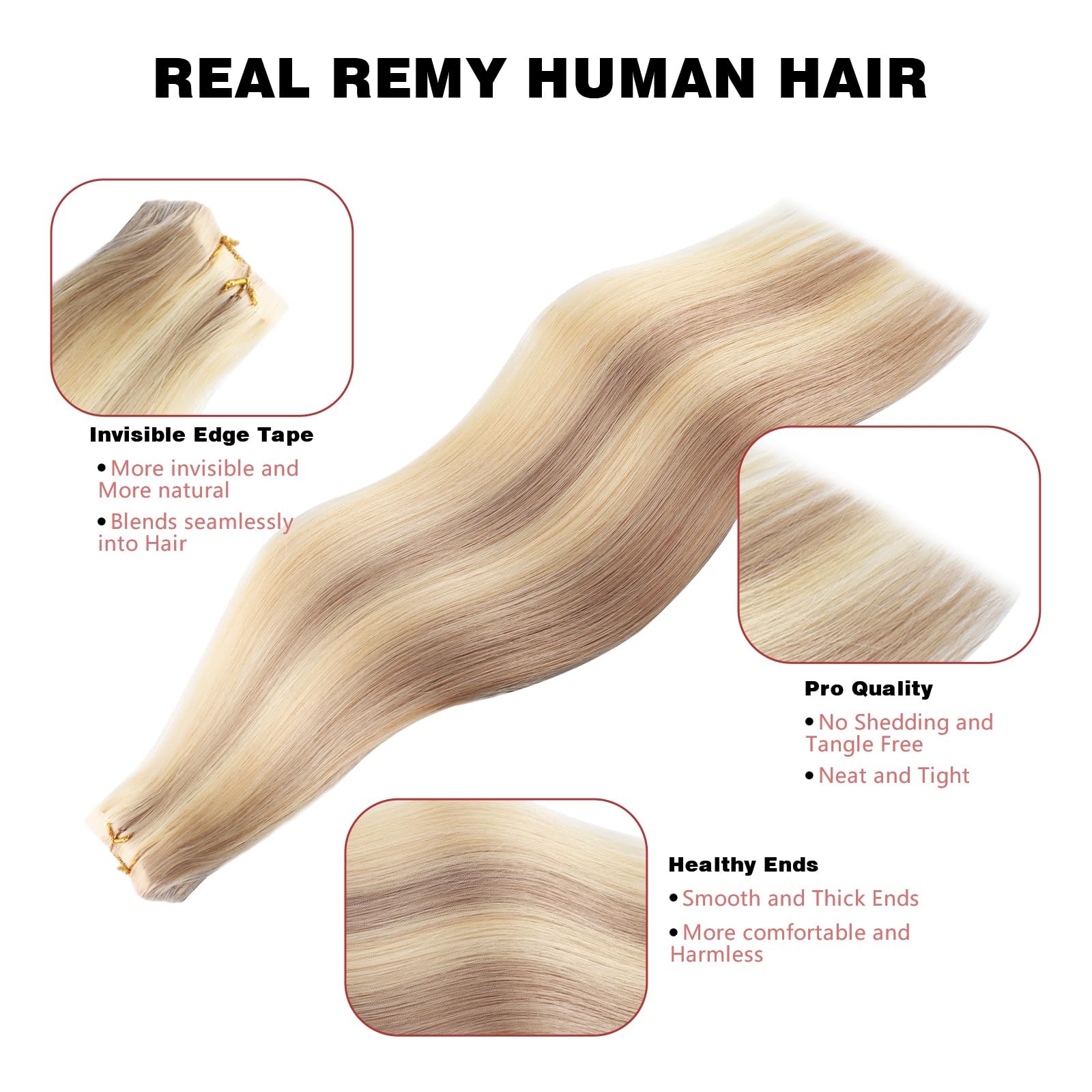 Abh Amazingbeauty Hair Invisi Edge Tape In Hair Extensions Real Human Hair