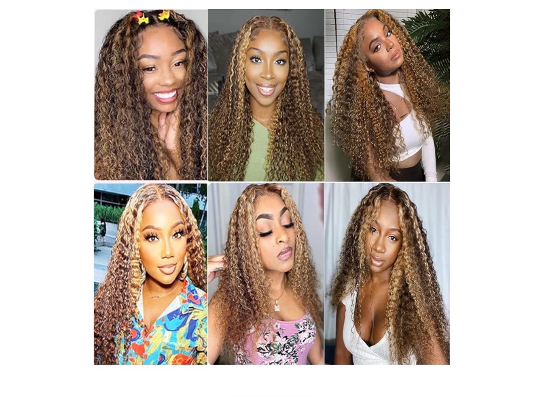 3 Synthetic Hair Bundles Brown Blonde Highlights Wavy 14 16 18 Inch Extensions