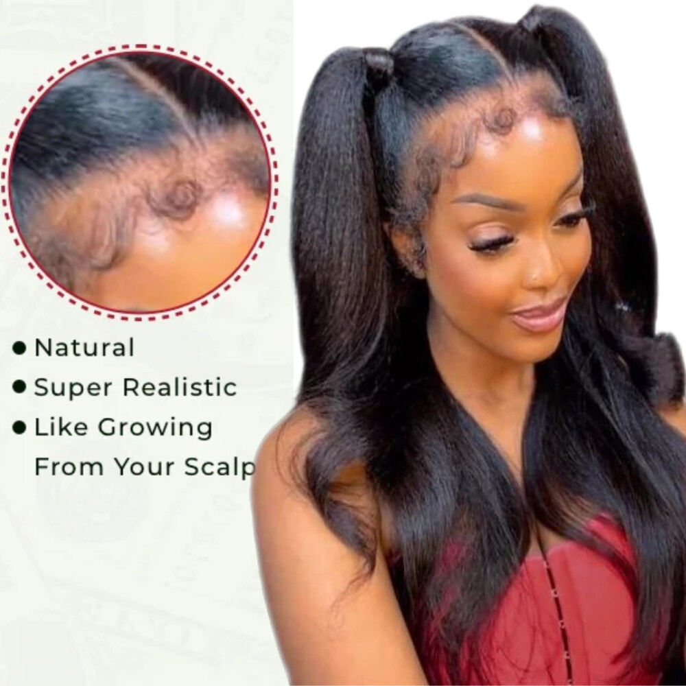 UNice Cambodian Kinky Edges Yaki Straight Wear Go Glueless Lace Wigs Human Hair