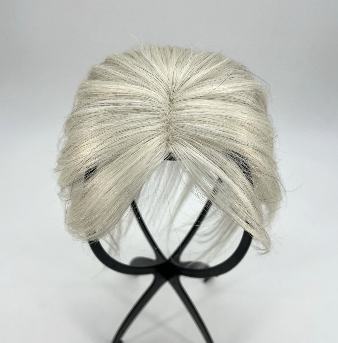 White w/ Black Strands 100% Real Human Side Bang 10in Hair Topper