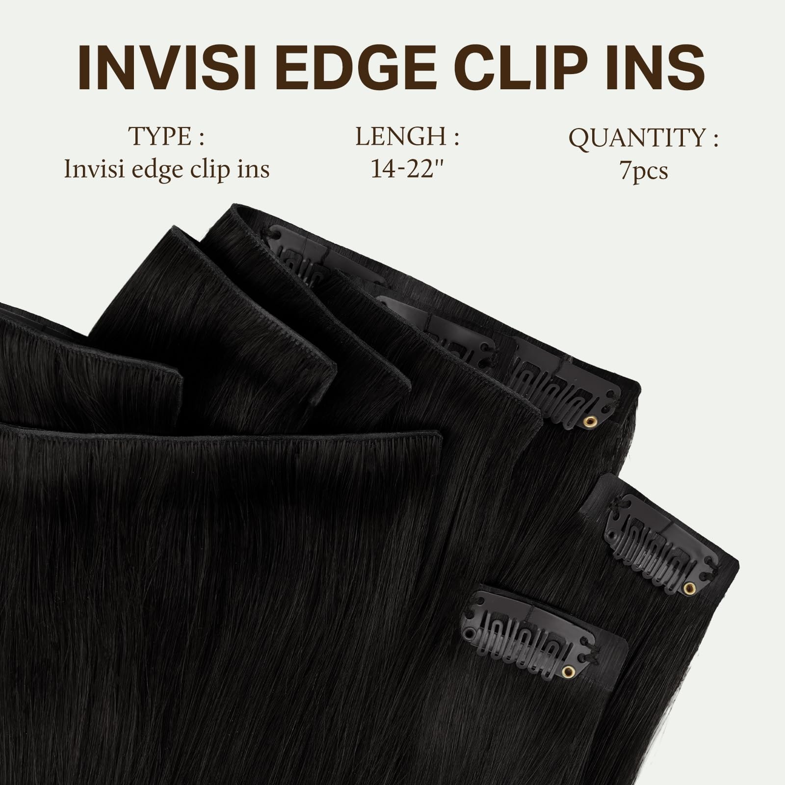 Doores Clip In Hair Extensions Real Human Hair 16 Inch 130G 7Pcs Invisible