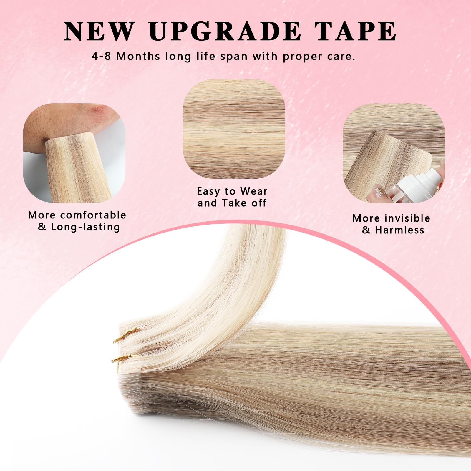 Abh Amazingbeauty Hair Invisi Edge Tape In Hair Extensions Real Human Hair