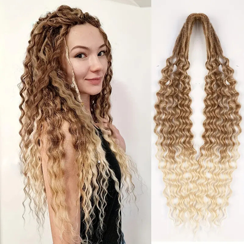 Auburn Double Curly Ended Dreadlocks Extensions 24inch Soft Boho Locs 10/20/30s