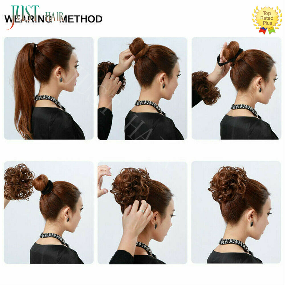 Real Natural Curly Messy Bun Hair Piece Scrunchie Hair Extension as Human Blonde