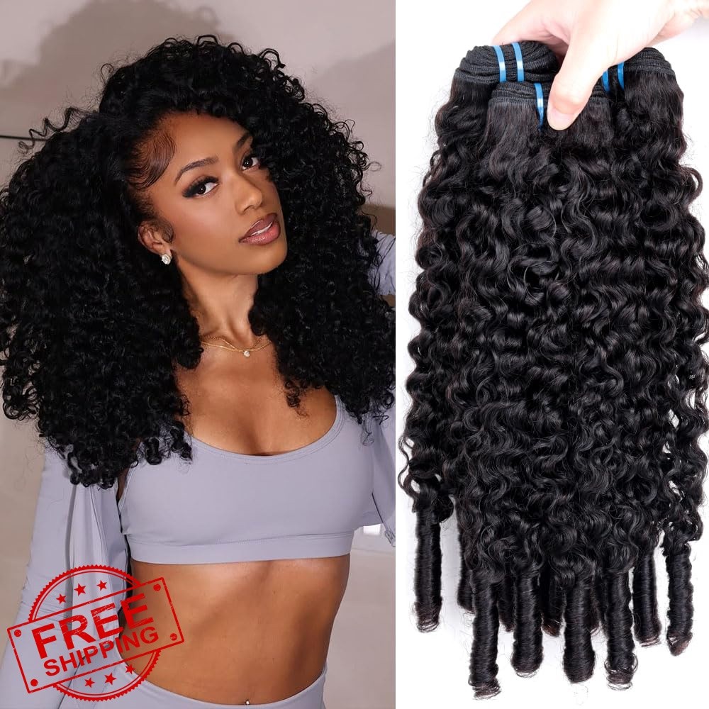 MSGEM 20″ Burmese Curly Human Hair Bundles Black