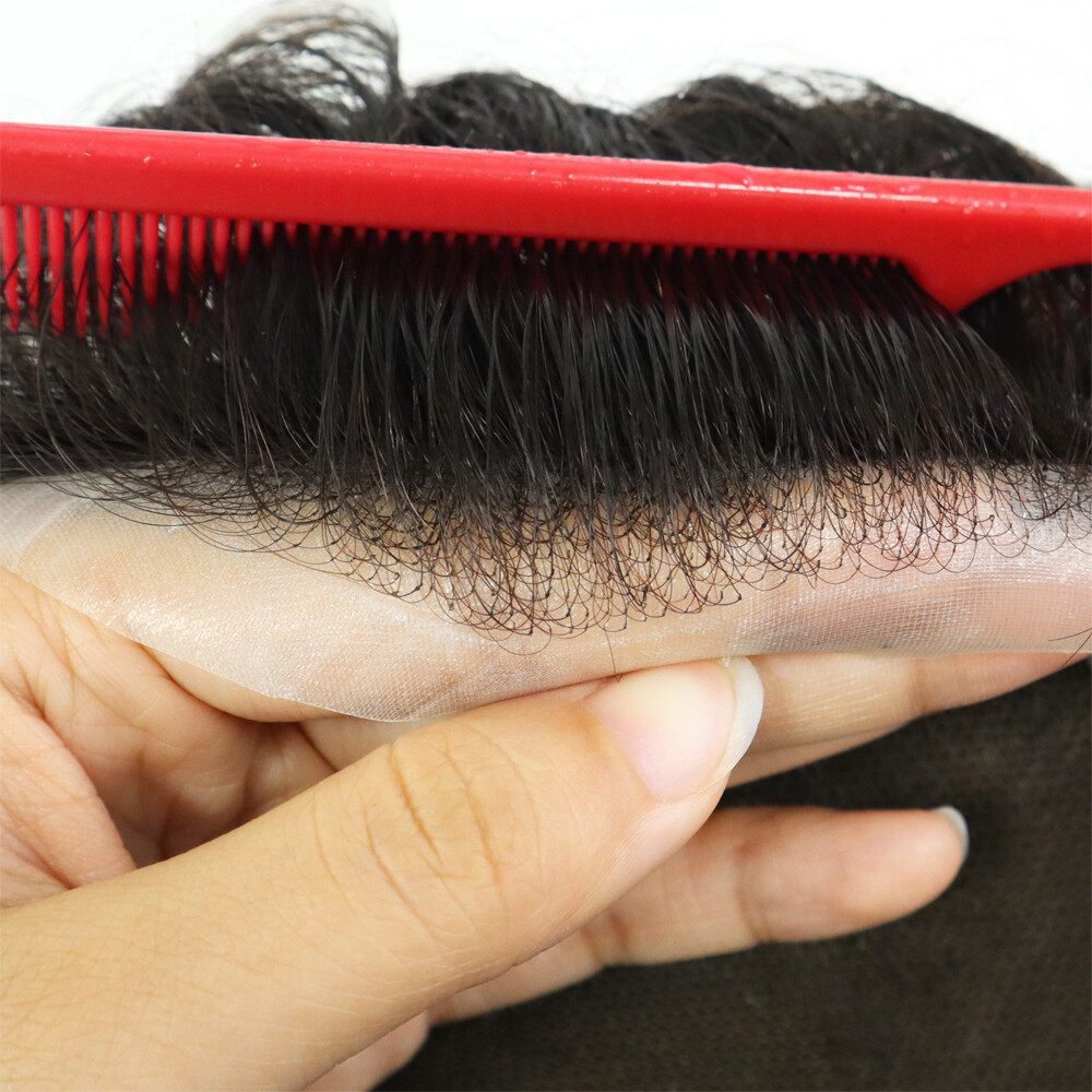 Men Toupee Hairpiece French Lace Hair System Replacement Poly Skin Men Wig 6×9