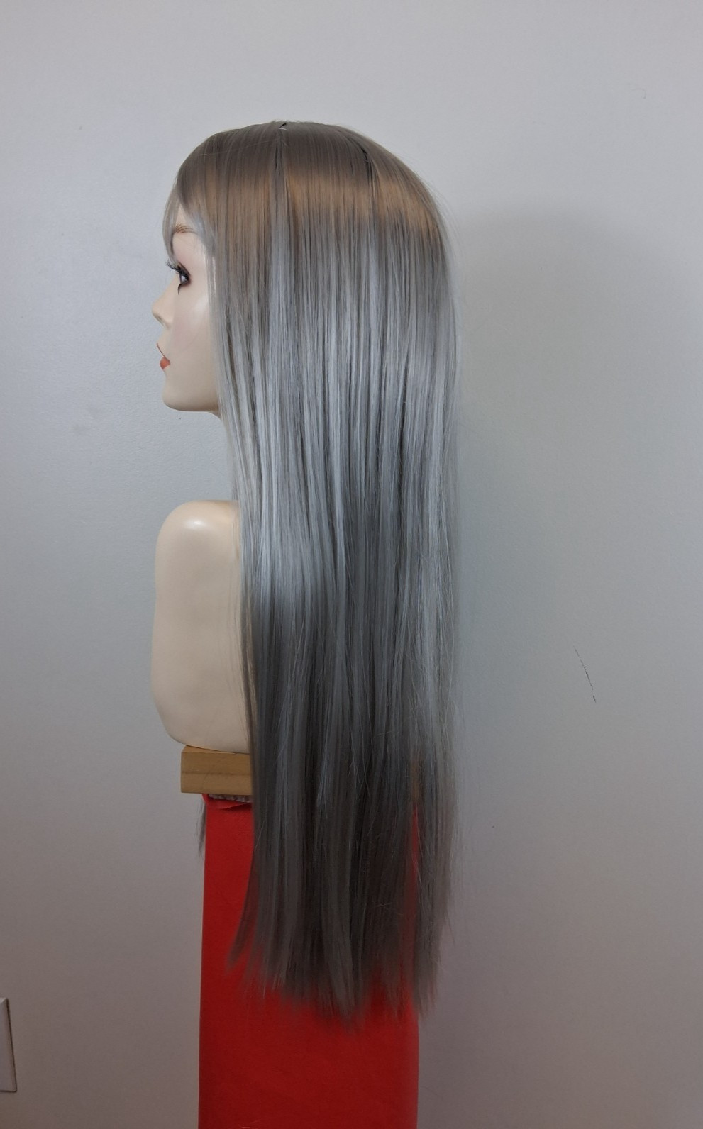 Long Straight wig with Air Bangs High Temperature Synthetic Fiber Heat Resistant